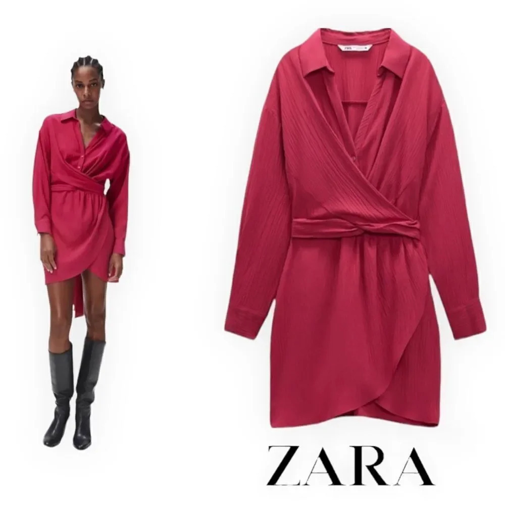 ZARA | Fuchsia | MINI DRESS WITH BELT